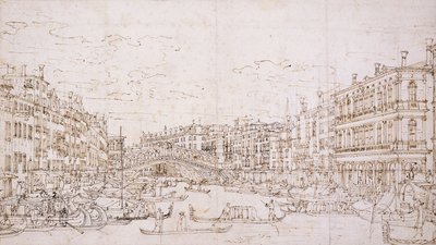 Canal Grande, Venezia, med Rialtobroen fra sør, av Bernardo Bellotto