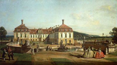 Det keiserlige slottet Schlosshof fra hagesiden av Bernardo Bellotto