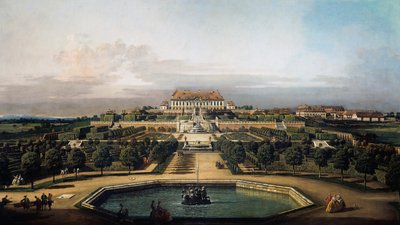 Det keiserlige slottet Schlosshof, hagesiden av Bernardo Bellotto