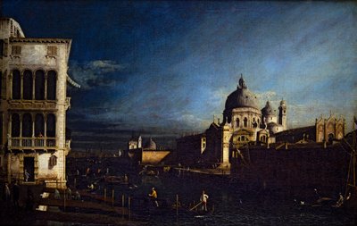 To venetianske utsikter, Canal Grande og Molo ser vest (på lerret) av Bernardo Bellotto