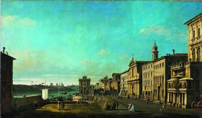 Utsikt over Via di Ripetta i Roma av Bernardo Bellotto