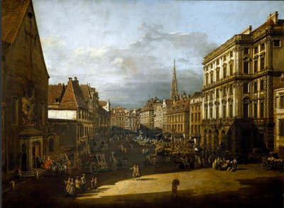 Utsikt over melmarkedet i Wien Maleri av Bernardo Bellotto (1720-1780) 1760 Søn. 116x155 cm Wien, Kunsthistorisches Museum av Bernardo Bellotto