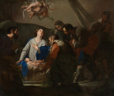 Tilbedelse av hyrdene, ca. 1650 av Bernardo Cavallino