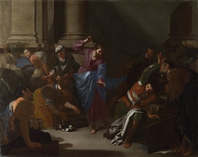 Kristus driver handelsmennene fra templet, ca. 1645 av Bernardo Cavallino