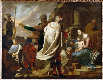 De vise menns tilbedelse (maleri på lerret) av Bernardo Cavallino