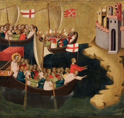 St. Ursulas ankomst til Köln, ca. 1333 (tempera og bladgull på panel) av Bernardo Daddi