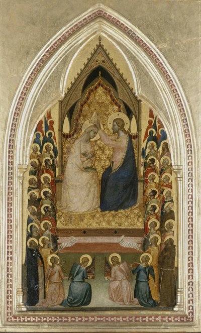 Jomfruens kroning med engler og hellige, ca. 1340-5 (tempera på poppeltre) av Bernardo Daddi