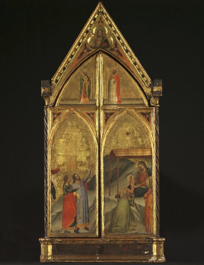 Triptych - Jomfruen og barnet tronet med hellige, 1338 av Bernardo Daddi