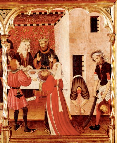 Altertavle av Saint John, detalj som representerer Saint John the Baptist halshugget av Bernardo Martorell