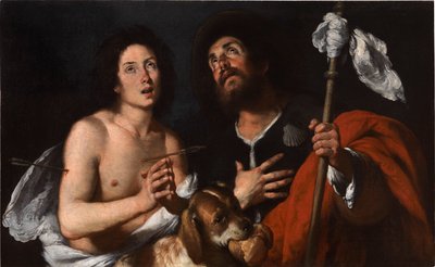 Saints Roch og Sebastian. av Bernardo Strozzi