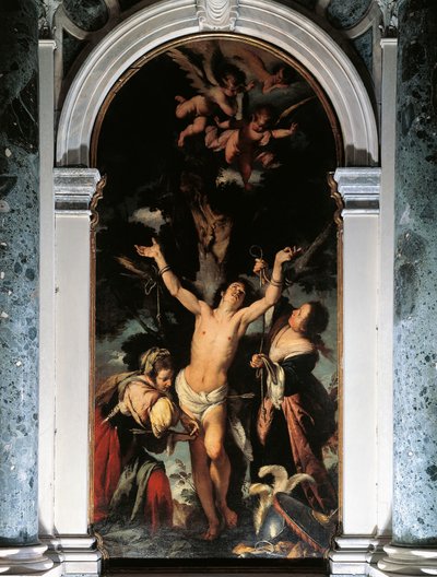 St Sebastian Cured by the Holy Women, av Bernardo Strozzi, olje på lerret av Bernardo Strozzi