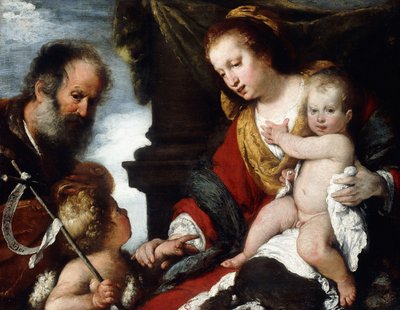 Den hellige familie med spedbarnet St, av Bernardo Strozzi