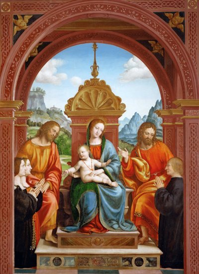 Madonna og barn med de hellige James, Philip og familien til Antonio Busti, 1515-1517. av Bernardo Zenale