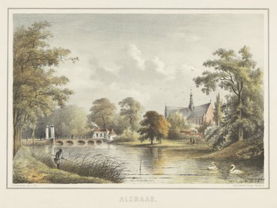 Utsikt over Alkmaar med Grote Kerk av Bernardus Gerardus ten Berge