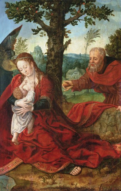 Resten på flukten til Egypt (panel) av Bernart van follower of Orley