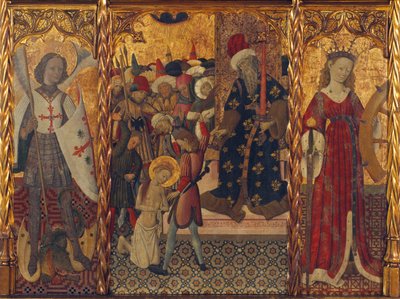 Saint Michael, Martyrdom of Saint Eulalia og Saint Catherine, ca 1442-1445 av Bernat Martorell the Elder