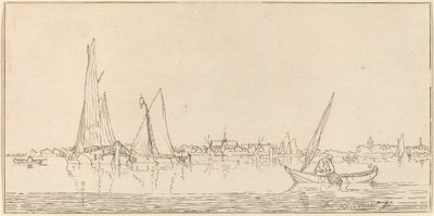 Elv med by, 1775. av Bernhard Schreuder