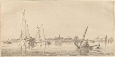 Elv med by, 1775. av Bernhard Schreuder