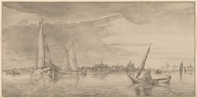 Elv med by, 1775. av Bernhard Schreuder