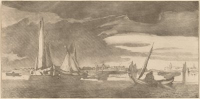 Elv med by, 1775. av Bernhard Schreuder