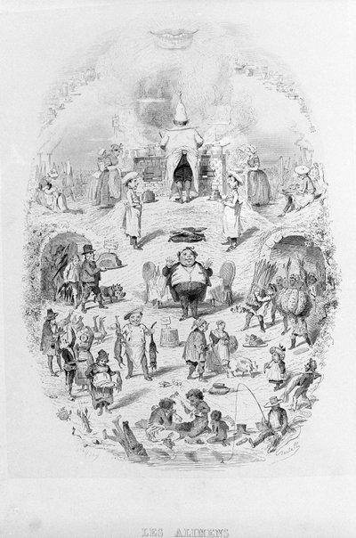 Mat: matlaging og ulike måter å tilberede mat på i Brillat - Savarin illustrert av Bertall. Paris 1840. av Bertall