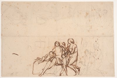 Ulike utkast inkludert relieff "Adam og Eva" 1838 og "Atalante" relieff: Villa Torlonia 1837. av Bertel Thorvaldsen