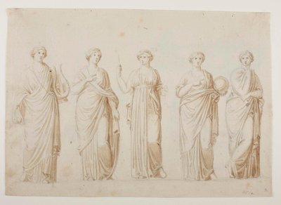 Musene Terpsikhore, Erato, Kleio, Urania og Polyhymnia av Bertel Thorvaldsen