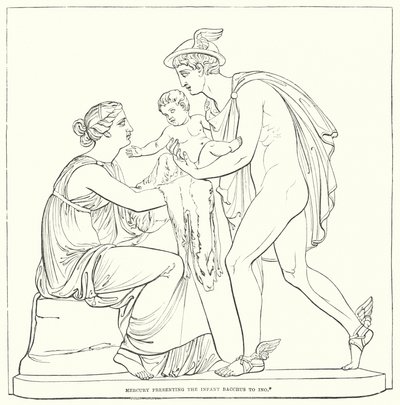 Mercury presenterer spedbarnet Bacchus for Ino av Bertel after Thorvaldsen