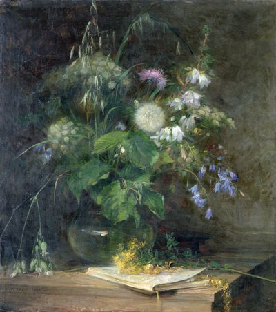 Ville blomster i en glassvase av Bertha Wegmann