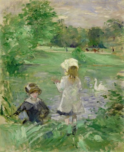 Ved siden av en innsjø av Berthe Morisot