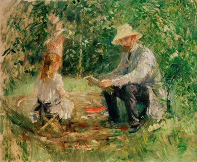 Eugène Manet og datteren hans i hagen av Berthe Morisot