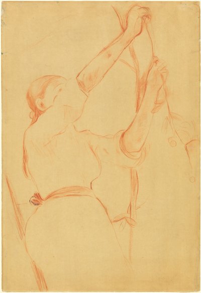 Jente plukker kirsebær, 1891. av Berthe Morisot