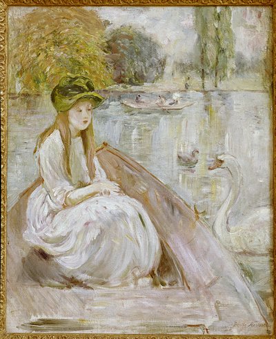 Jeanne Fourmanoir Aside the Lake. Maleri av Berthe Morisot av Berthe Morisot