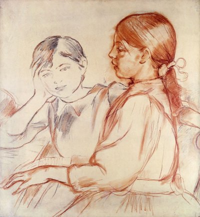Julie Manet og Jeannie Gobillard ved pianoet; Julie Manet og Jeannie Gobillard au Piano, 1887-88 av Berthe Morisot