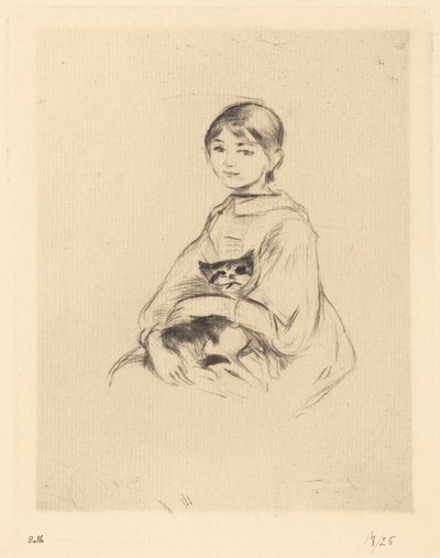 Liten jente med katt av Berthe Morisot