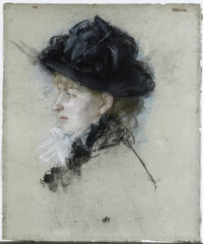 Mademoiselle Louise Riesener i hatt av Berthe Morisot