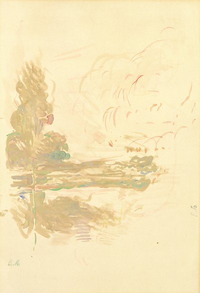 Reflections in the Seine, 1890 (akvarell på papir) av Berthe Morisot