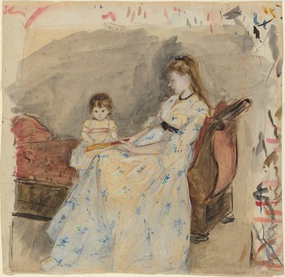 Kunstnerens søster, Edma, med datteren hennes, Jeanne, 1872. av Berthe Morisot