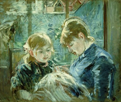 Dressmaking leksjonen; Le Lecon de Couture, 1884 av Berthe Morisot