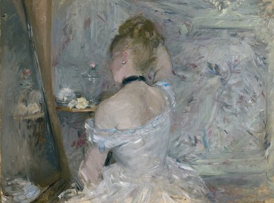 Kvinne på toalettet hennes, 1875-1880 av Berthe Morisot