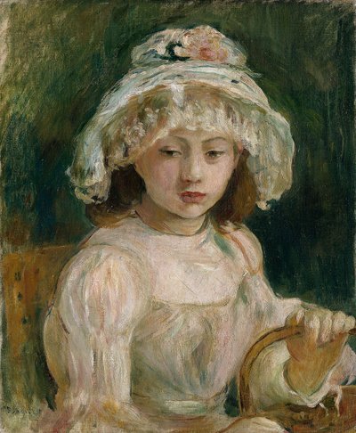 Young Girl with Hat (oil on canvas) av Berthe Morisot