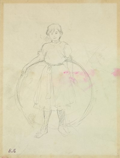 Ung jente med bøyle, 1888 (grafitt på papir) av Berthe Morisot