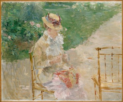 Young Woman Knitting, ca. 1883 (olje på lerret) av Berthe Morisot
