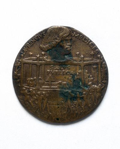 Medalje som viser Pazzi-konspirasjonen. Lorenzo de 'Medici: recto av Bertoldo di Giovanni