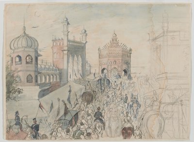 Britiske tropper i en sikh-by, sannsynligvis Allahabad av Bethune Donald Grant
