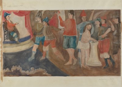 Korsstasjon nr. 1: Jesus er dømt til døden, ca. 1936. av Beulah Bradleigh