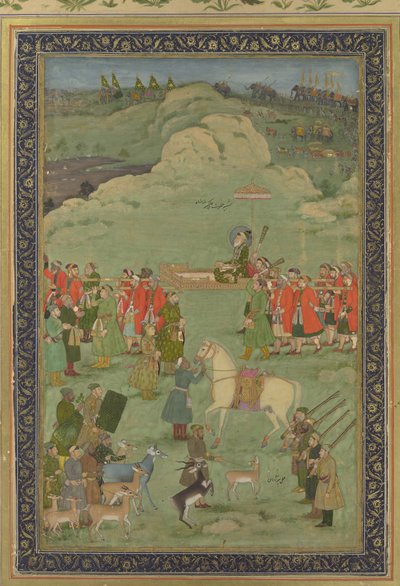 Keiseren Aurangzeb bar på en Palanquin, ca. 1705-20. av Bhavanidas