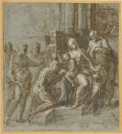 De vise menns tilbedelse, ca. 1525 (penn og blekk) av Biagio Pupini