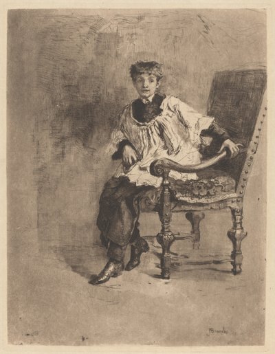Sittende Acolyte, ca. 1872. av Bianchi Mose