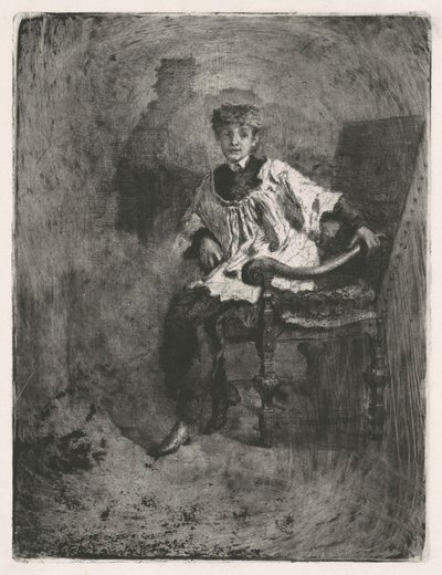 Sittende Acolyte, ca. 1872. av Bianchi Mose